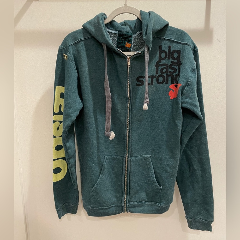 Freecity Dark Teal Hoodie with Yellow and Black Text
